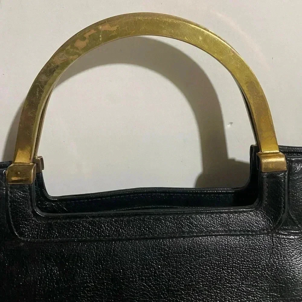 Suarez vintage black leather satchel handbag